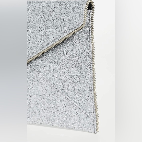 Rebecca Minkoff Silver Glitter Leo Clutch EUC - Picture 5 of 17